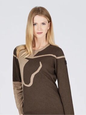 Vestrum San Cassiano Brown & Tan Abstract Pattern Knit Sweater - Size XXL